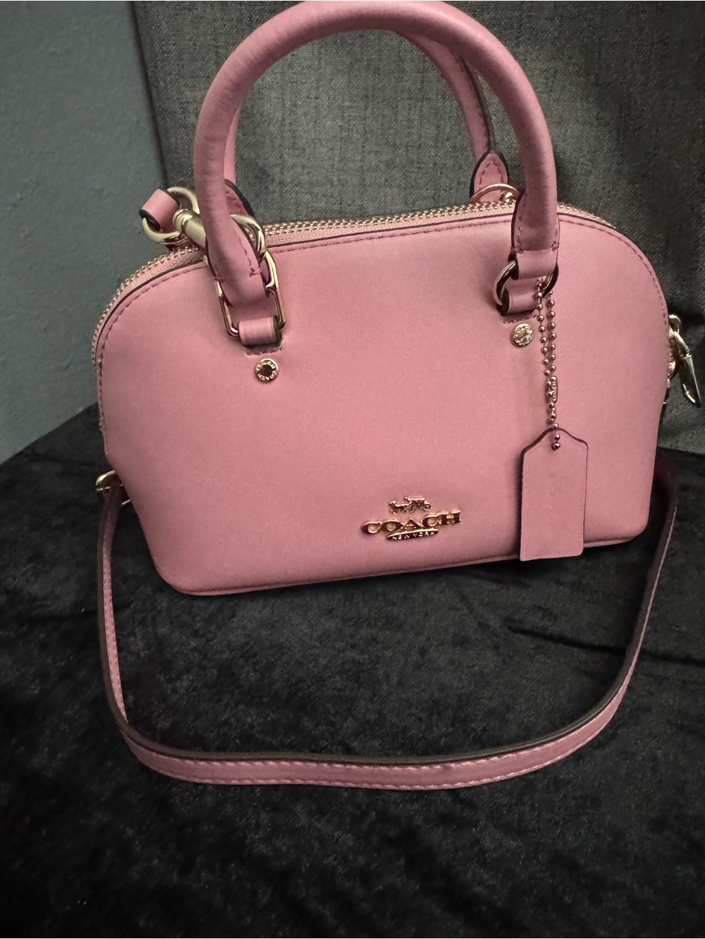 Coach Rose Pink Dome Satchel with Gold Hardware